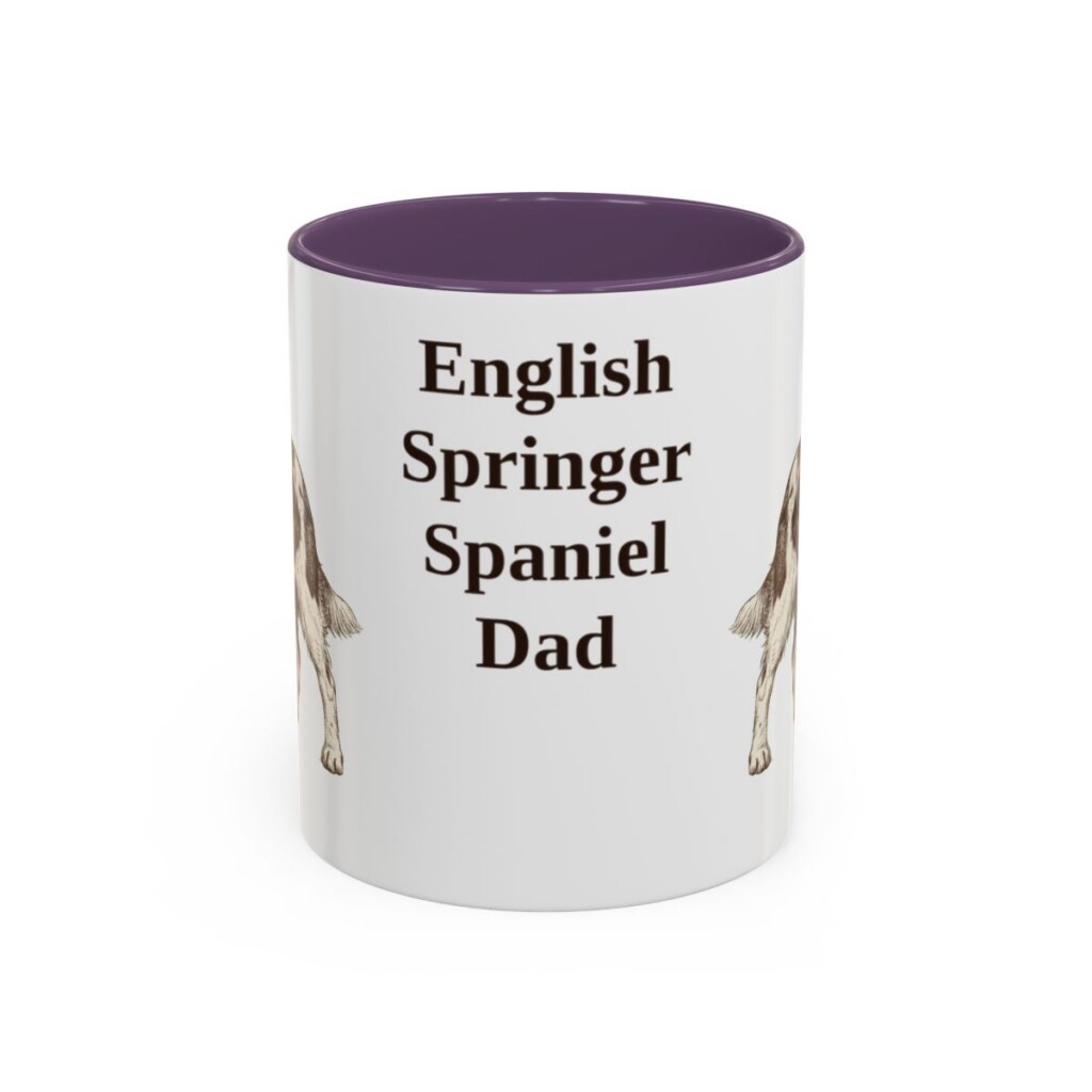 11oz English Springer Spaniel Dog Dad Mug, Purple, front view