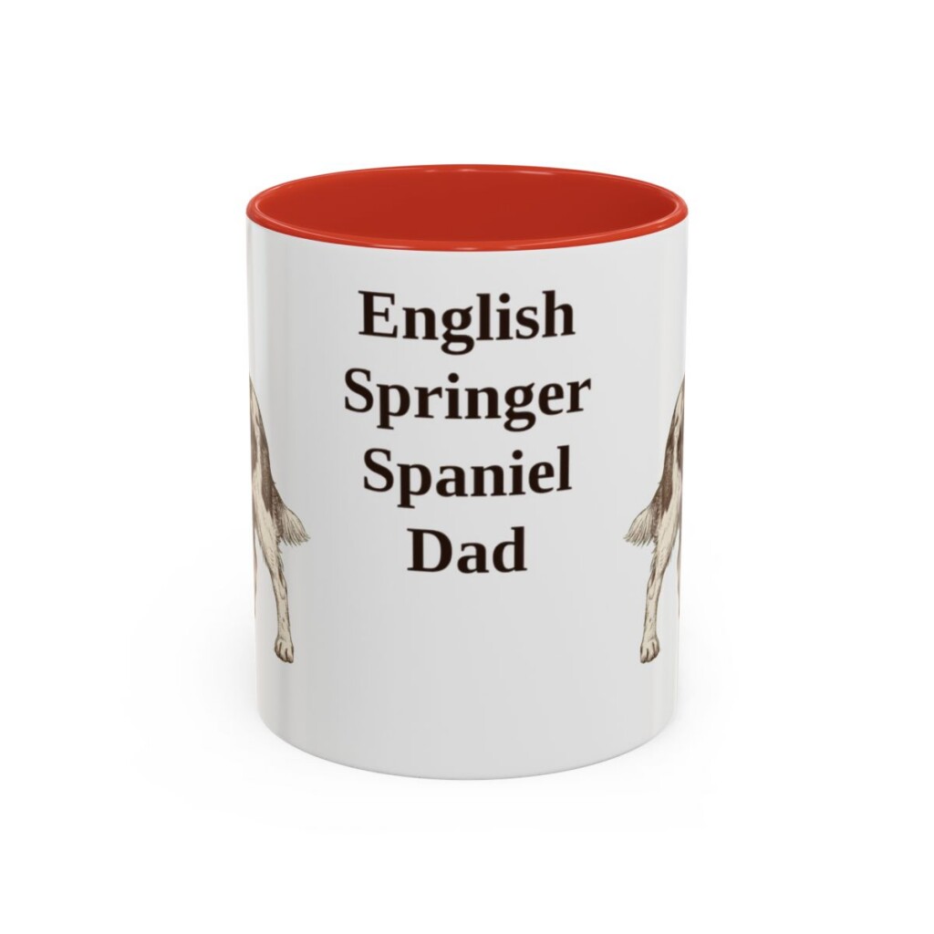 11oz English Springer Spaniel Dog Dad Mug, Red, front view