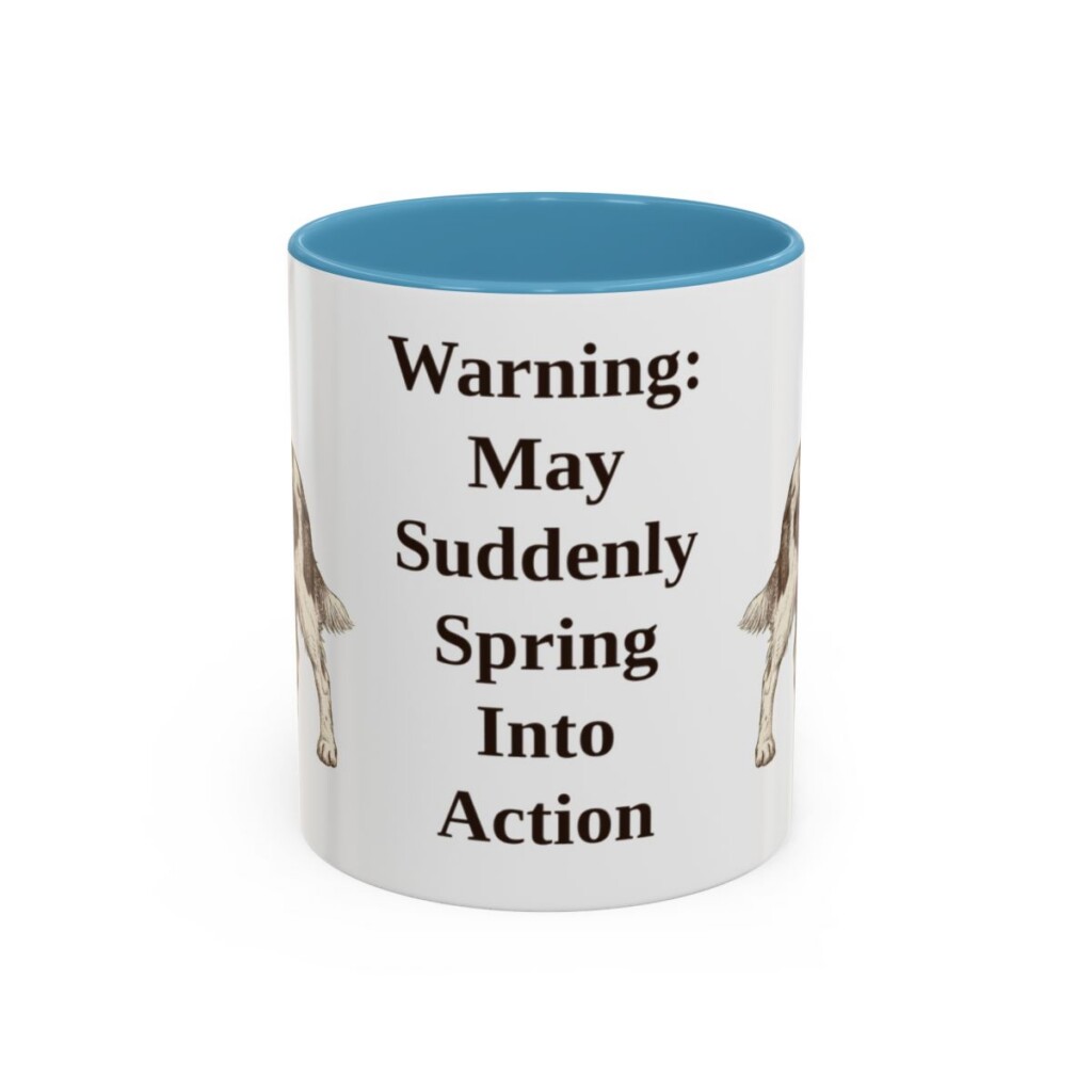 11oz Funny English Springer Spaniel Mug, Light Blue, front view