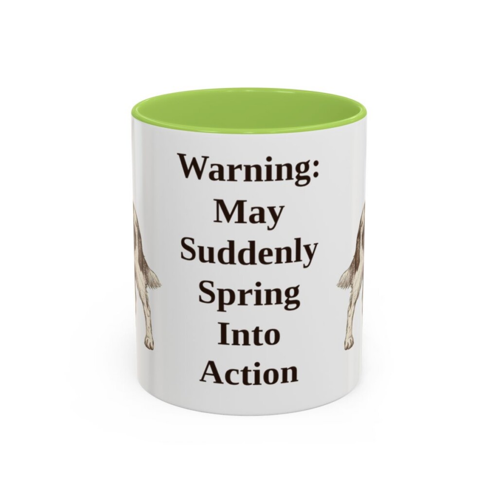 11oz Funny English Springer Spaniel Mug, Light Green, front view