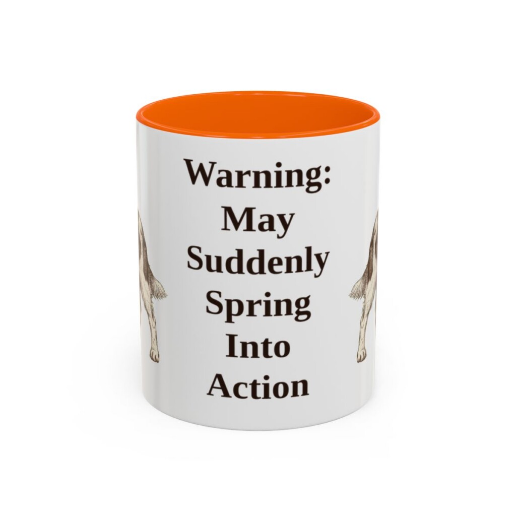 11oz Funny English Springer Spaniel Mug, Orange, front view