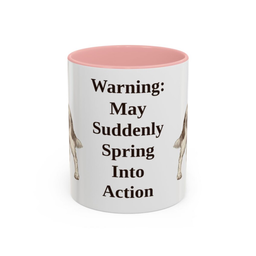 11oz Funny English Springer Spaniel Mug, Pink, front view