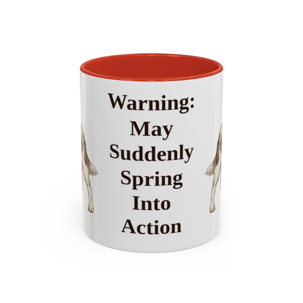 11oz Funny English Springer Spaniel Mug, Red, front view