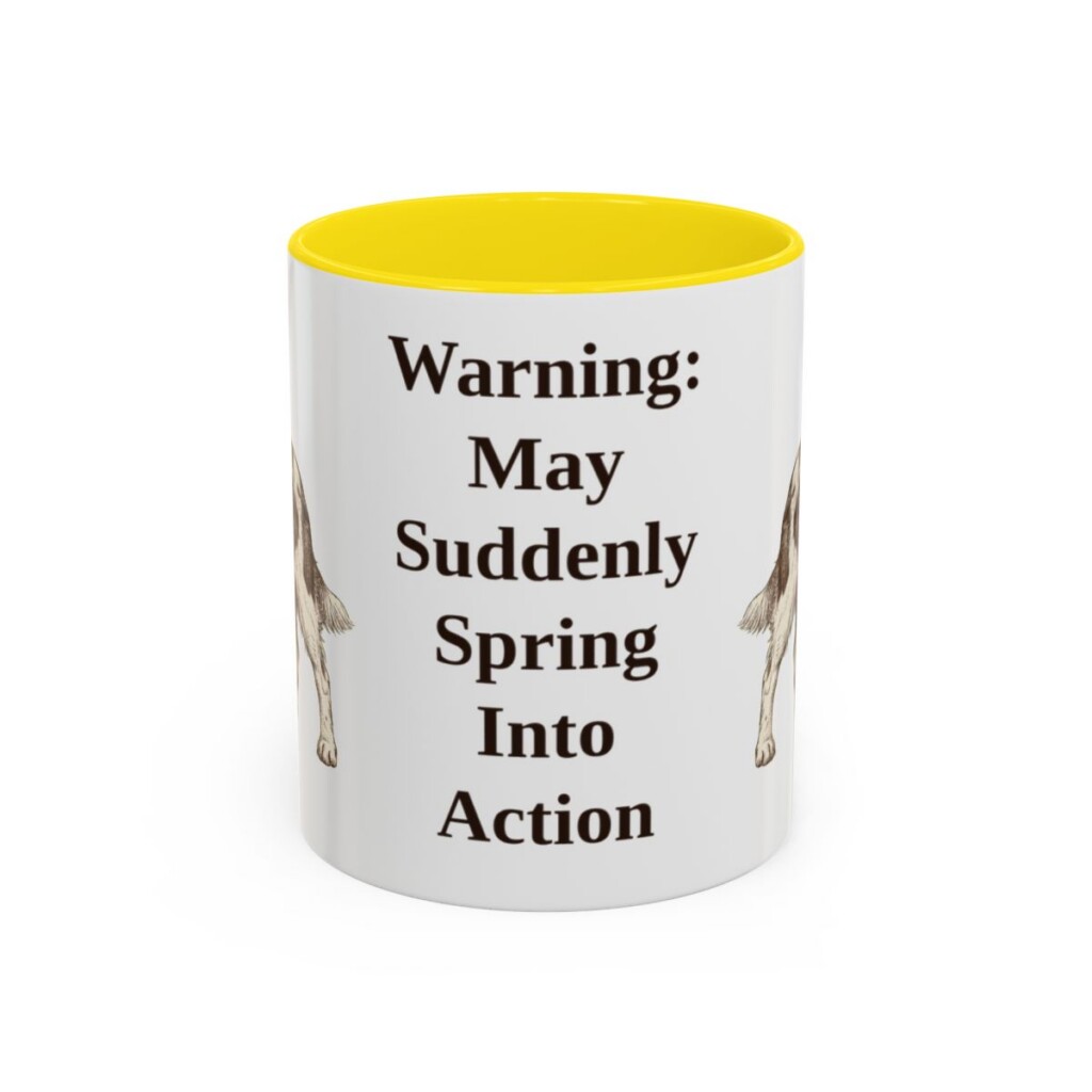 11oz Funny English Springer Spaniel Mug, Yellow, front view