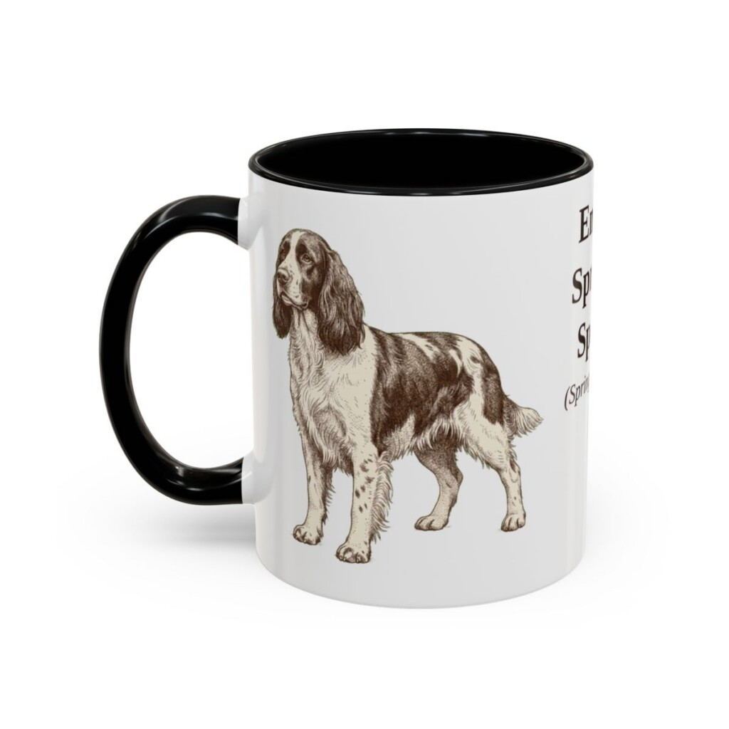 11oz English Springer Spaniel Latin Mug, Black, left side view