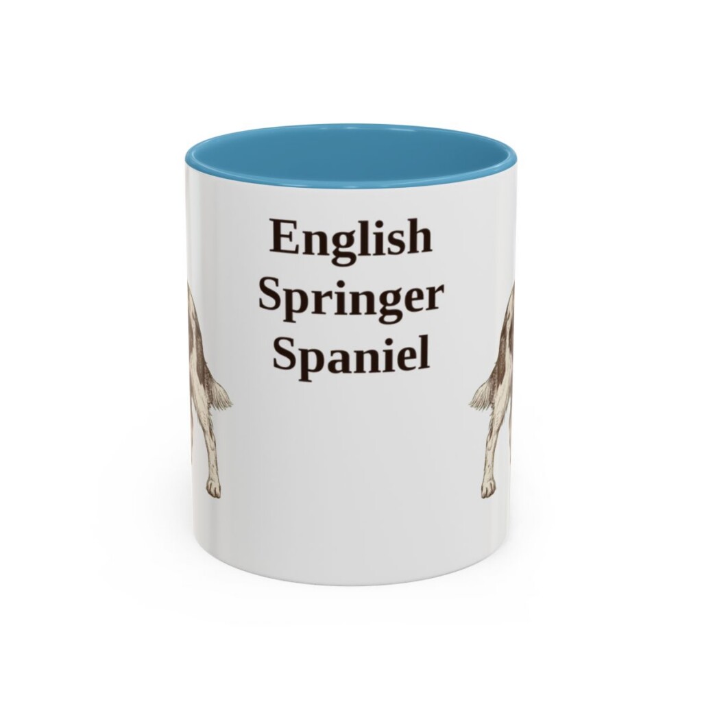 11oz English Springer Spaniel Mug, Light Blue, front view