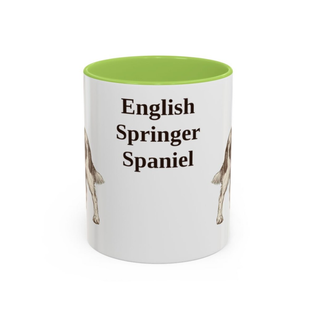 11oz English Springer Spaniel Mug, Light Green, front view