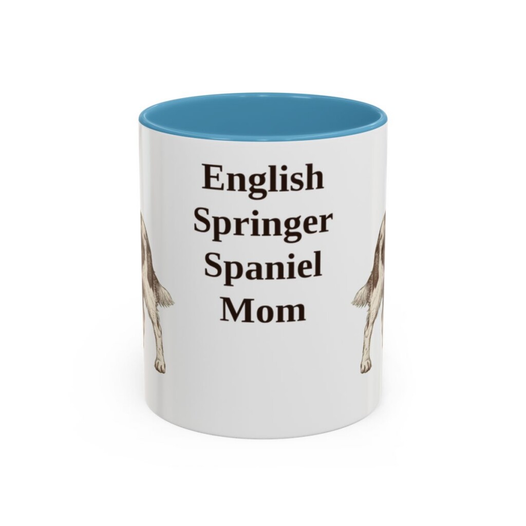 11oz English Springer Spaniel Dog Mom Mug, Light Blue, front view