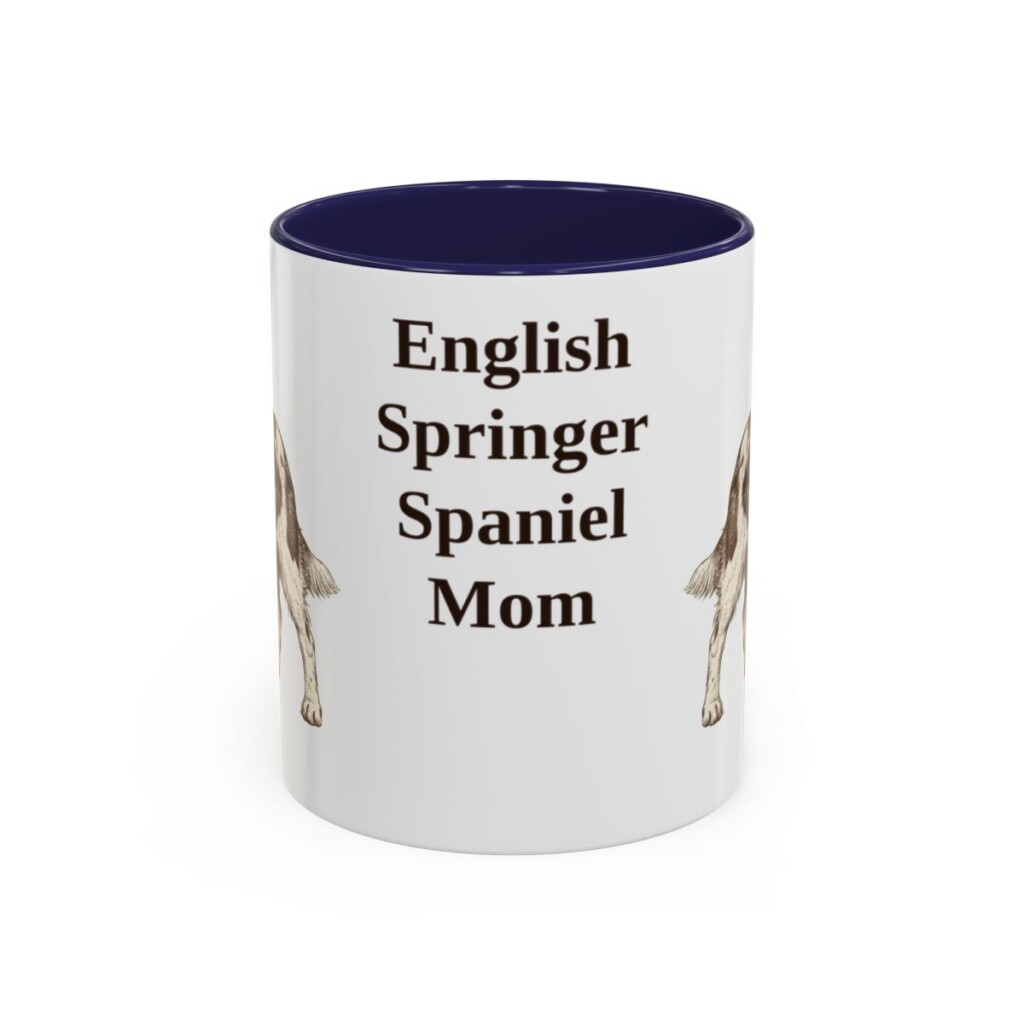 11oz English Springer Spaniel Dog Mom Mug, Navy, front view