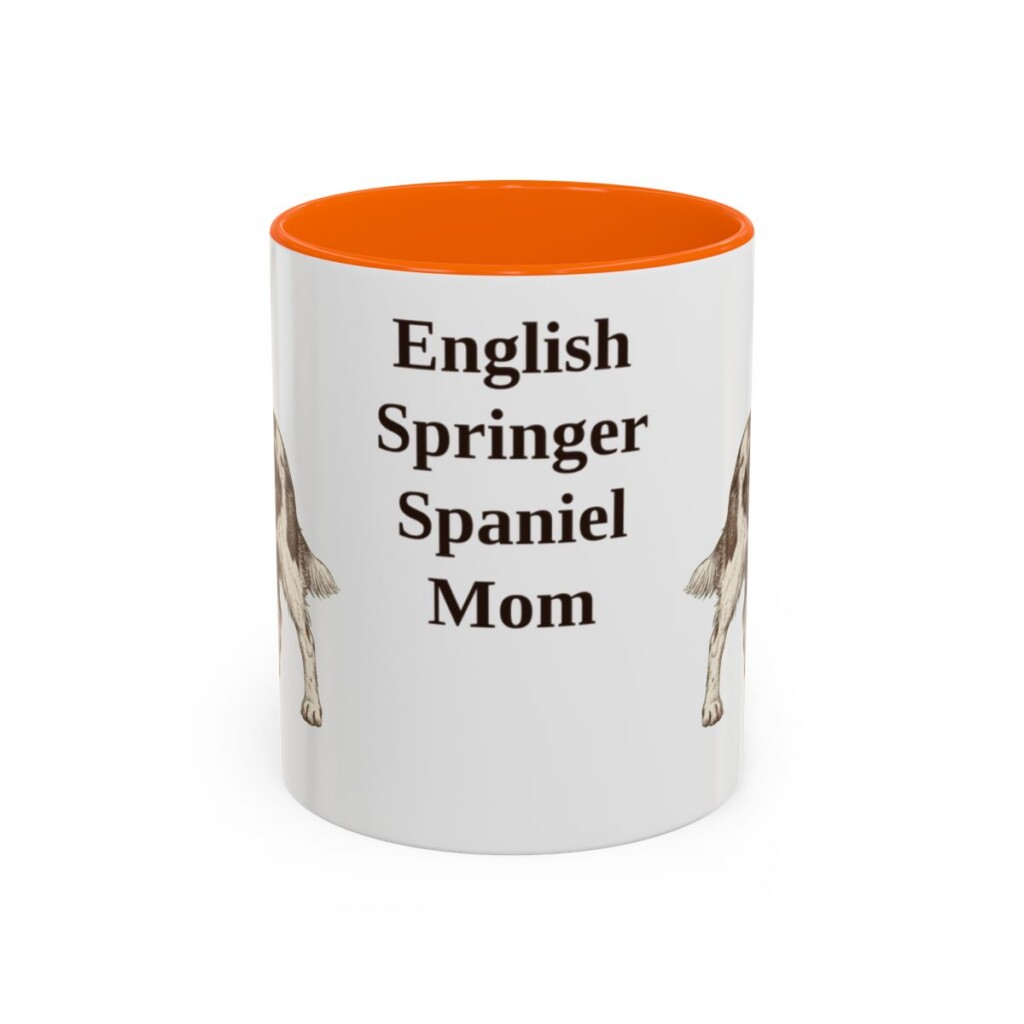 11oz English Springer Spaniel Dog Mom Mug, Orange, front view
