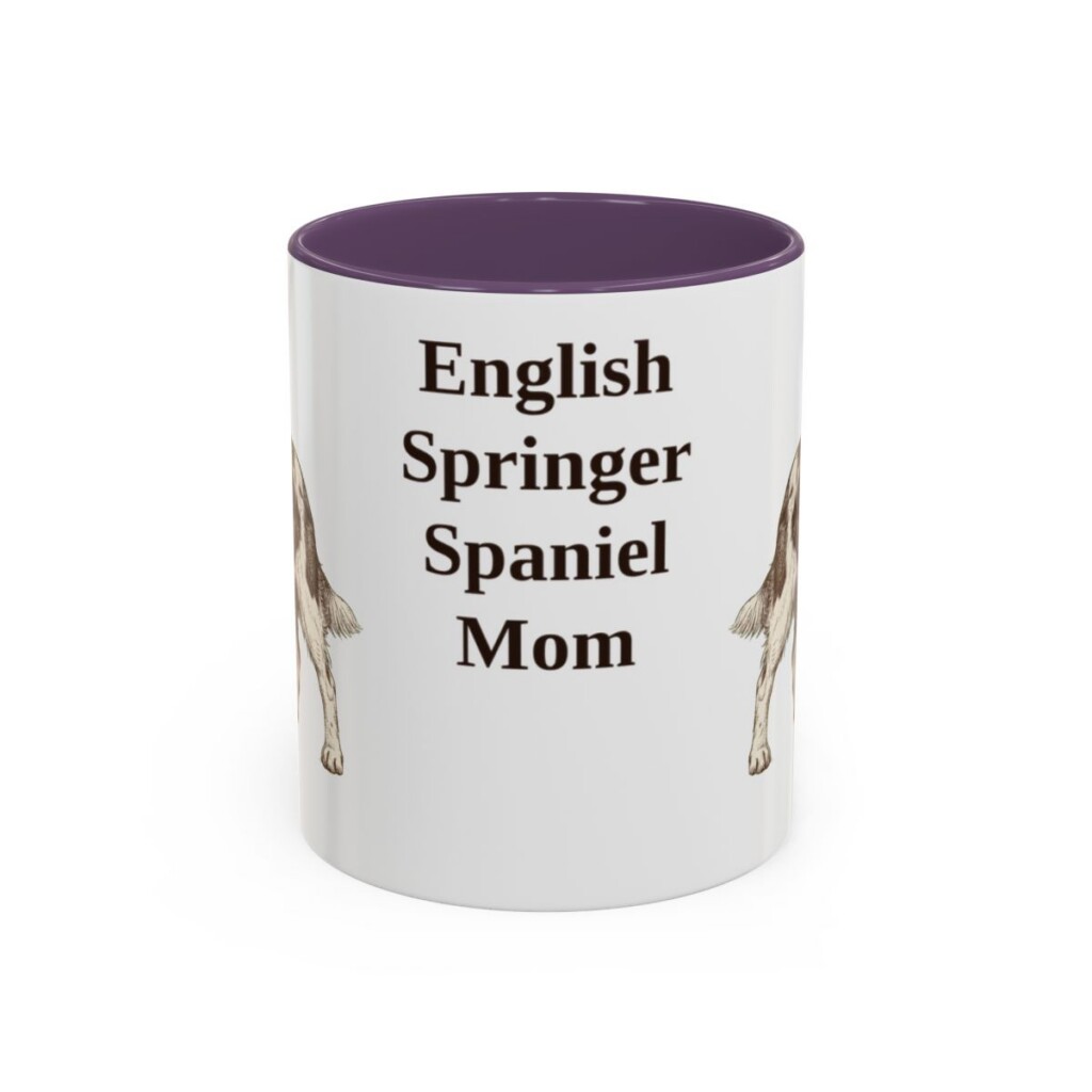 11oz English Springer Spaniel Dog Mom Mug, Purple, front view