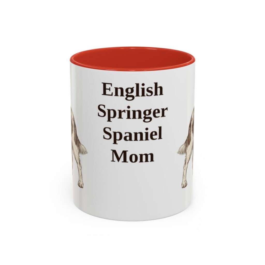 11oz English Springer Spaniel Dog Mom Mug, Red, front view