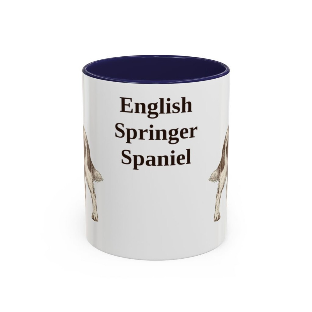 11oz English Springer Spaniel Mug, Navy, front view