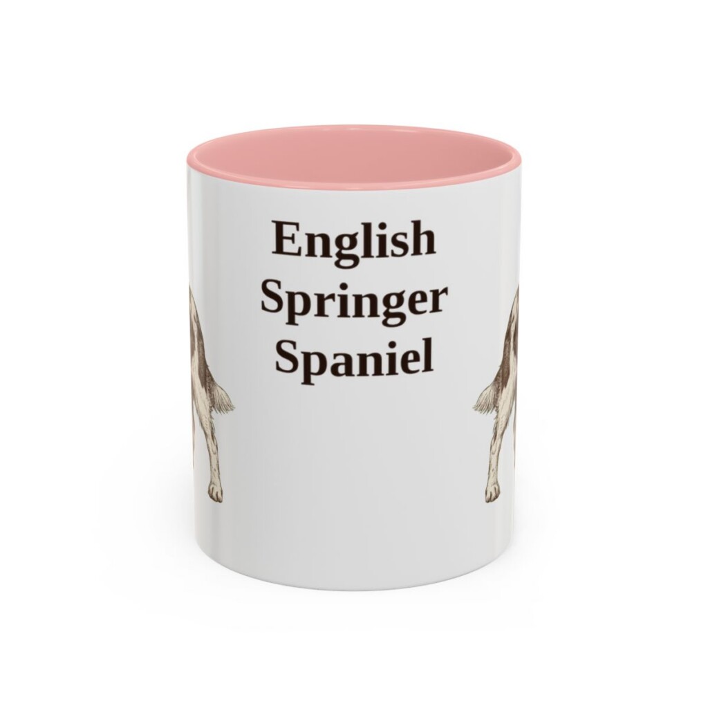 11oz English Springer Spaniel Mug, Pink, front view