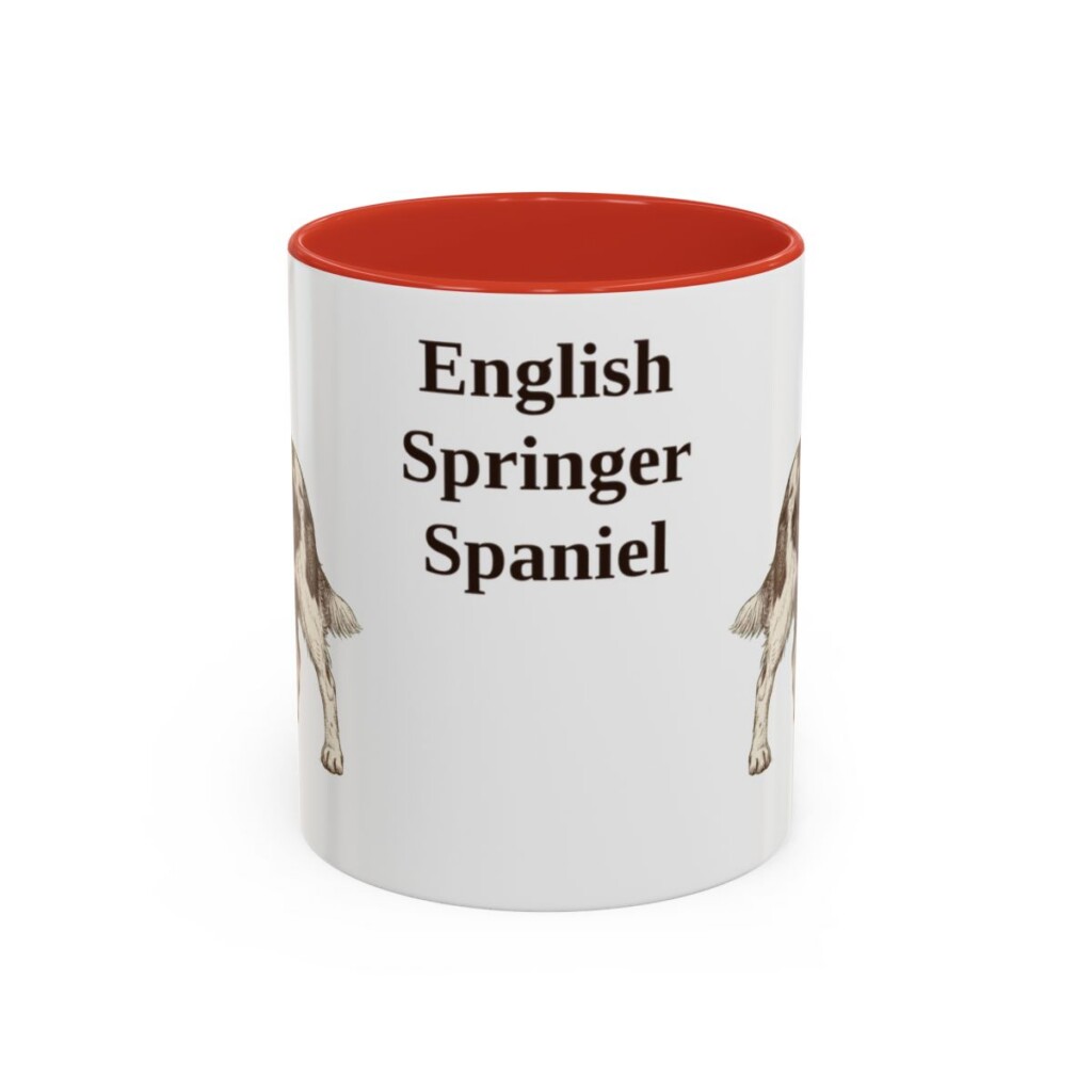 11oz English Springer Spaniel Mug, Red, front view