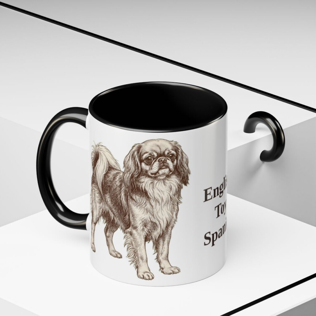 11oz English Toy Spaniel Mug, Black, lifestyle photo