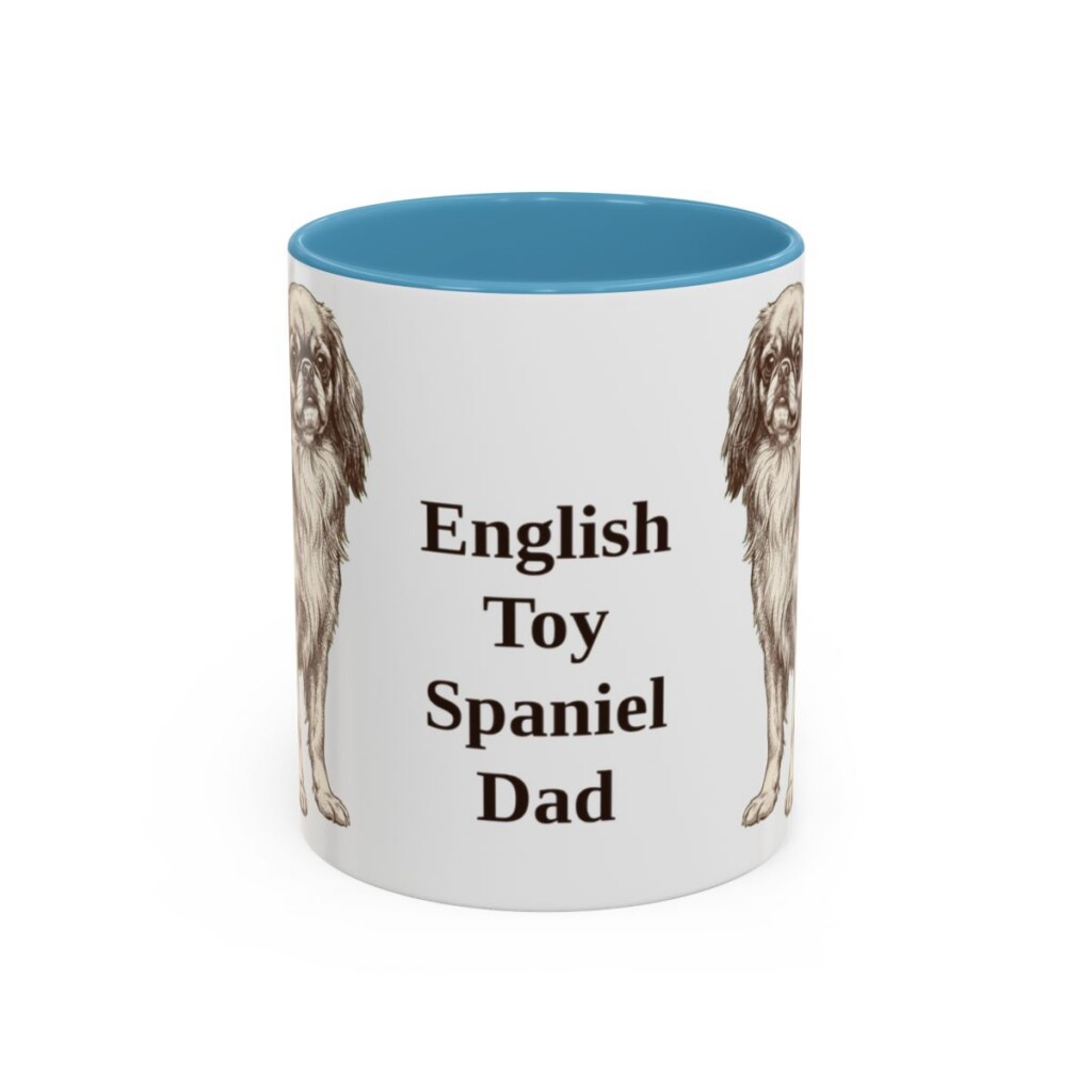 11oz English Toy Spaniel Dog Dad Mug, Light Blue, front view