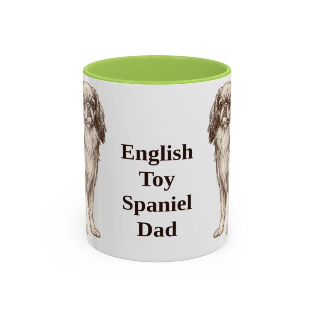 11oz English Toy Spaniel Dog Dad Mug, Light Green, front view