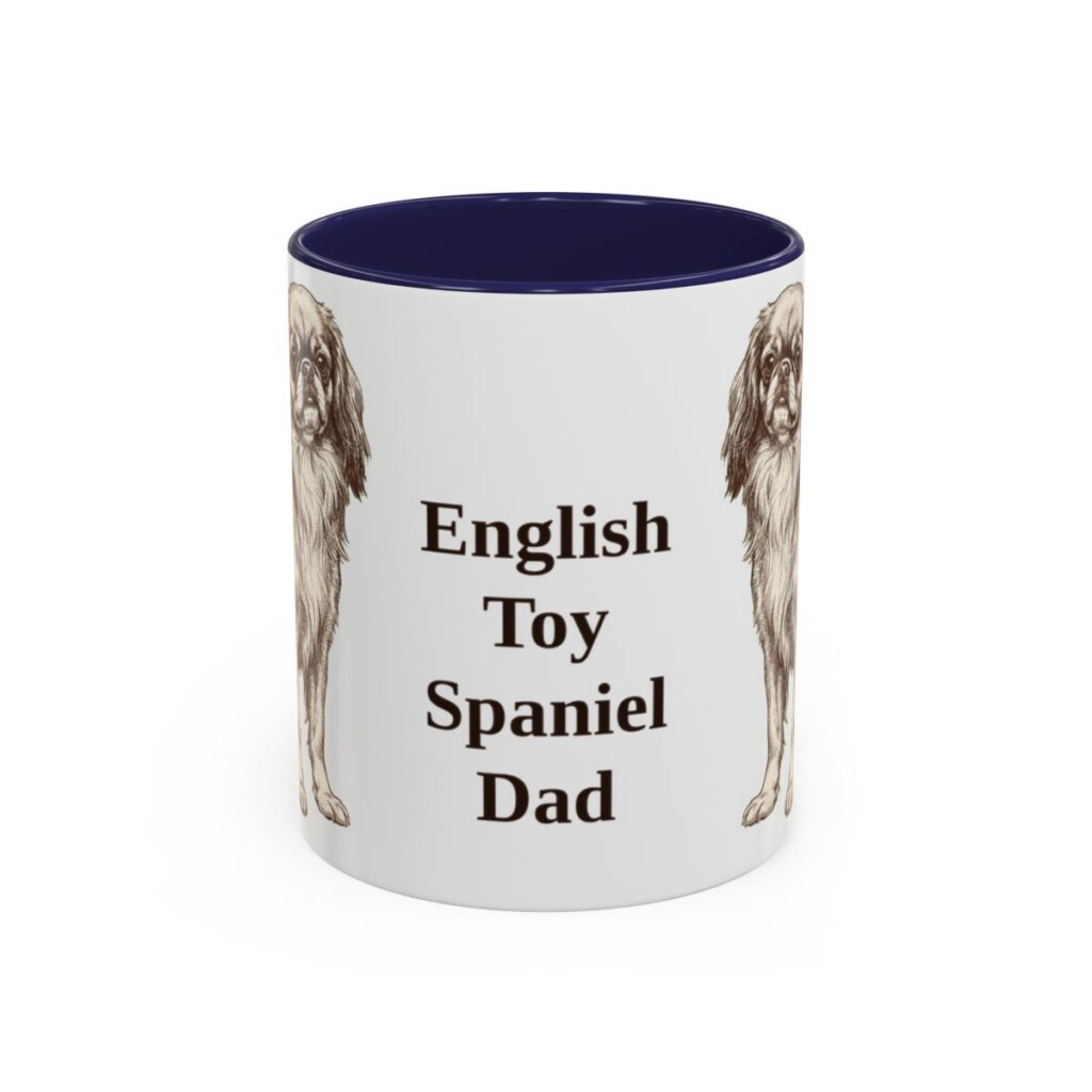 11oz English Toy Spaniel Dog Dad Mug, Navy, front view