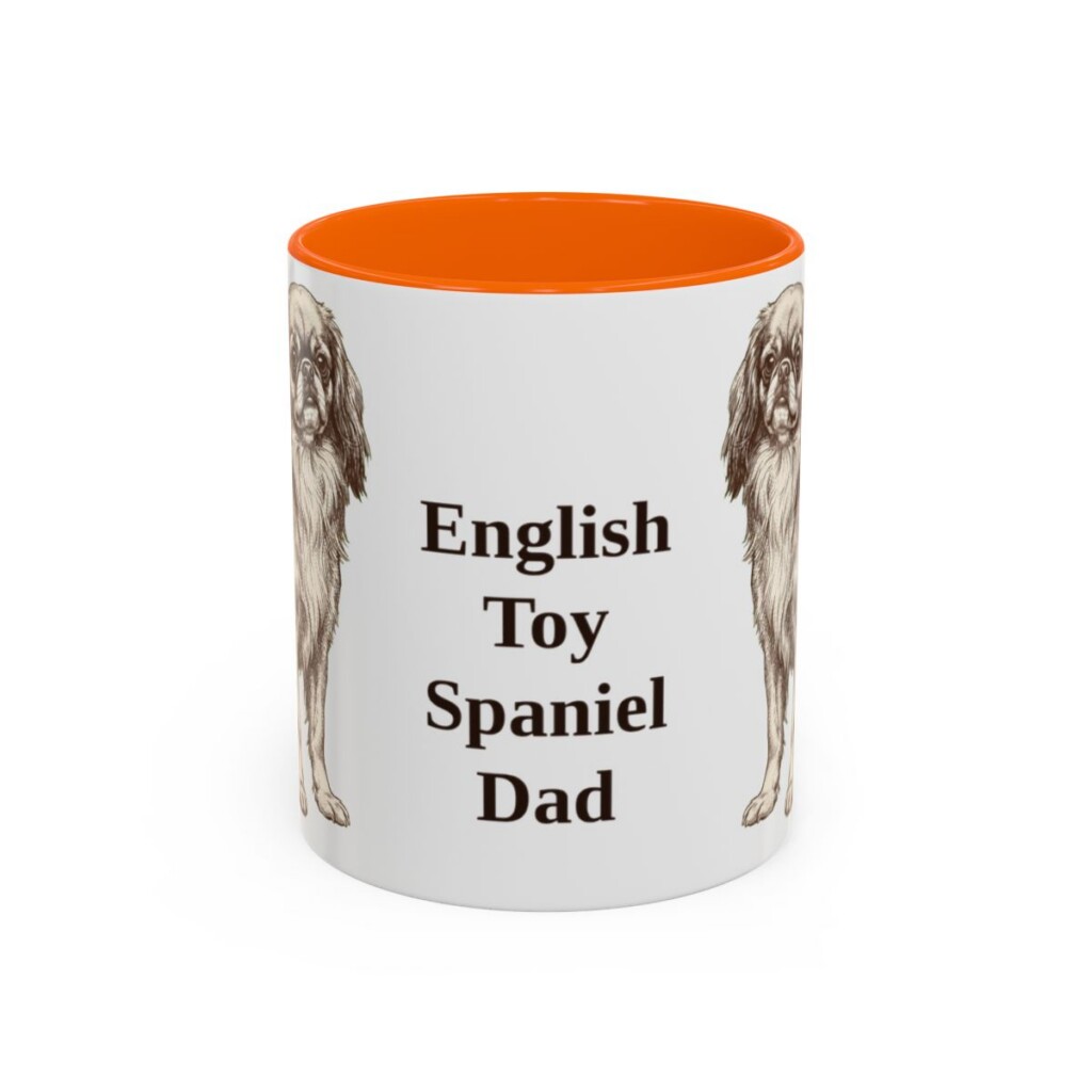 11oz English Toy Spaniel Dog Dad Mug, Orange, front view