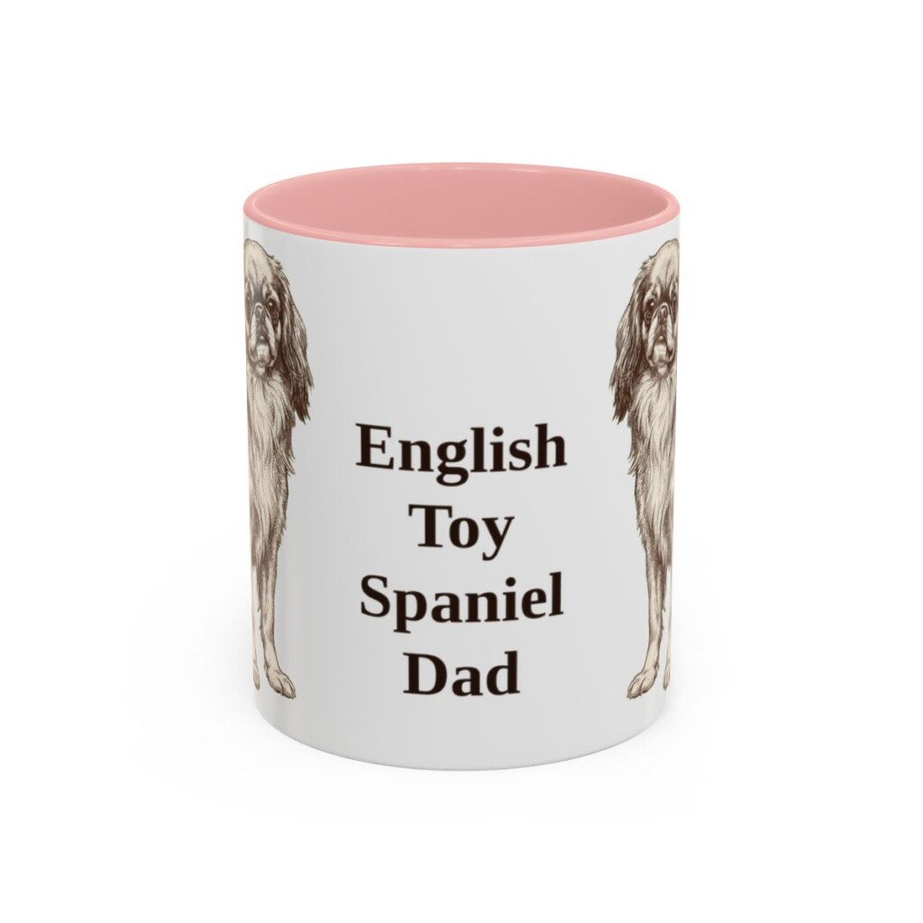 11oz English Toy Spaniel Dog Dad Mug, Pink, front view