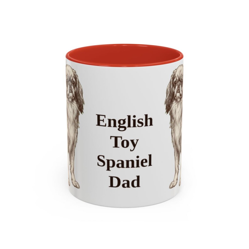 11oz English Toy Spaniel Dog Dad Mug, Red, front view