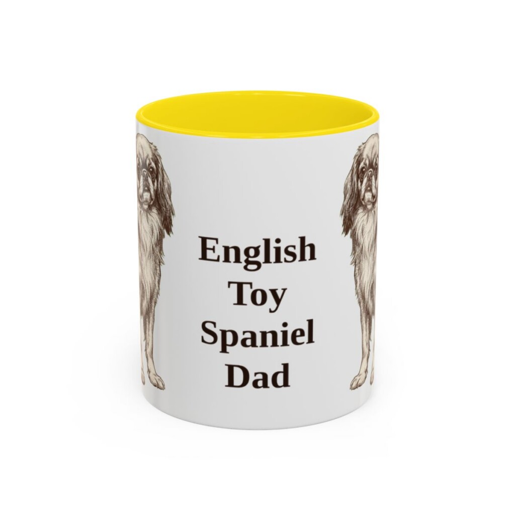11oz English Toy Spaniel Dog Dad Mug, Yellow, front view