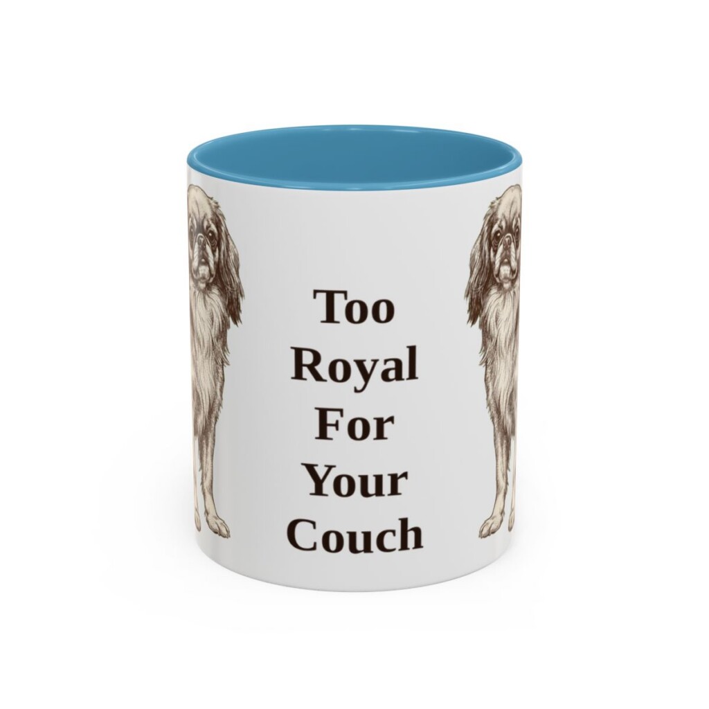 11oz-english-toy-spaniel-mug-humor-light-blue 11oz Funny English Toy Spaniel Mug, Light Blue, front view