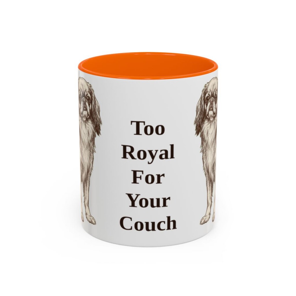 11oz-english-toy-spaniel-mug-humor-orange 11oz Funny English Toy Spaniel Mug, Orange, front view