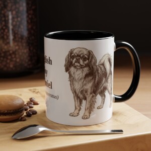 11oz English Toy Spaniel Latin Mug, Black, lifestyle photo