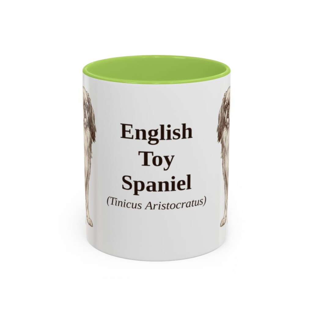 11oz-english-toy-spaniel-mug-latin-light-green 11oz English Toy Spaniel Latin Mug, Light Green, front view