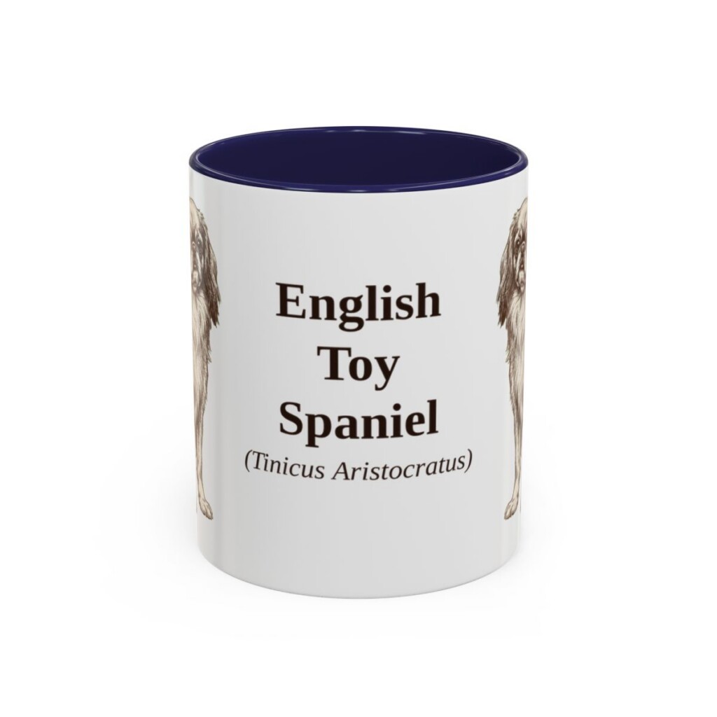 11oz-english-toy-spaniel-mug-latin-navy 11oz English Toy Spaniel Latin Mug, Navy, front view