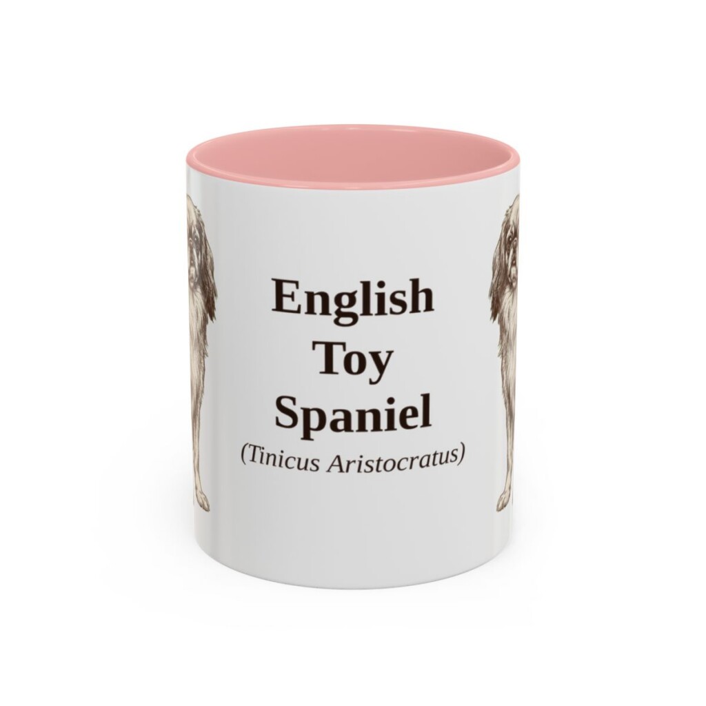 11oz-english-toy-spaniel-mug-latin-pink 11oz English Toy Spaniel Latin Mug, Pink, front view