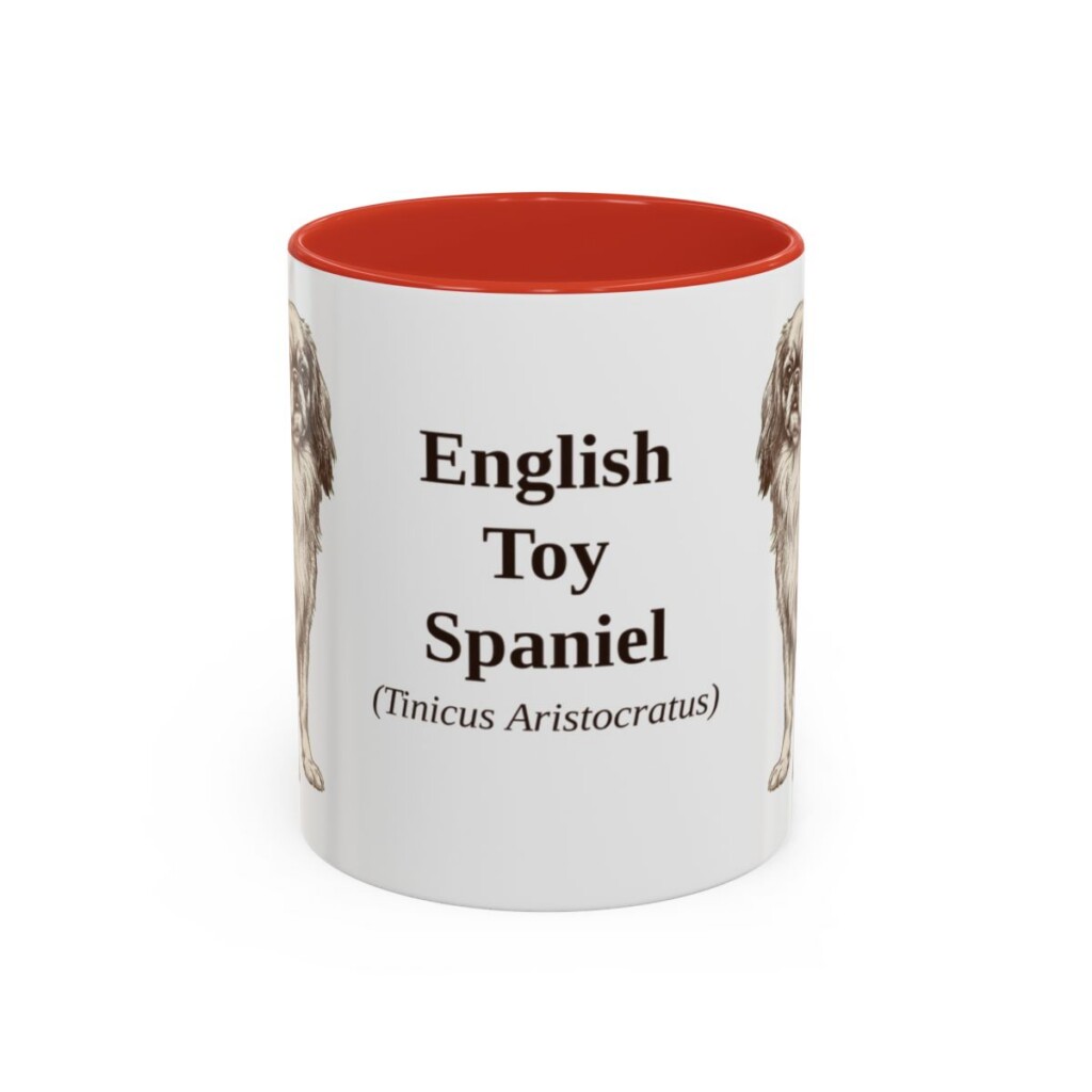 11oz-english-toy-spaniel-mug-latin-red 11oz English Toy Spaniel Latin Mug, Red, front view