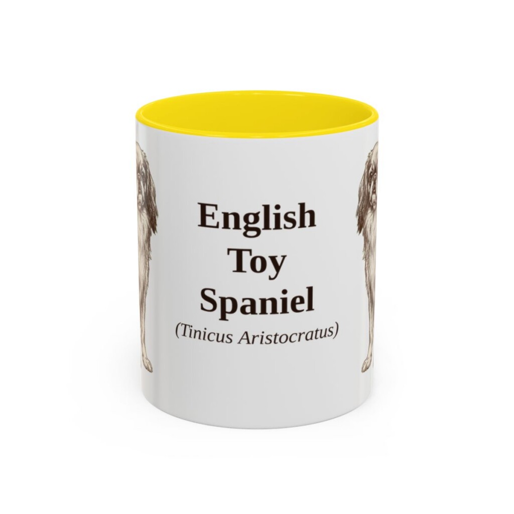 11oz-english-toy-spaniel-mug-latin-yellow 11oz English Toy Spaniel Latin Mug, Yellow, front view