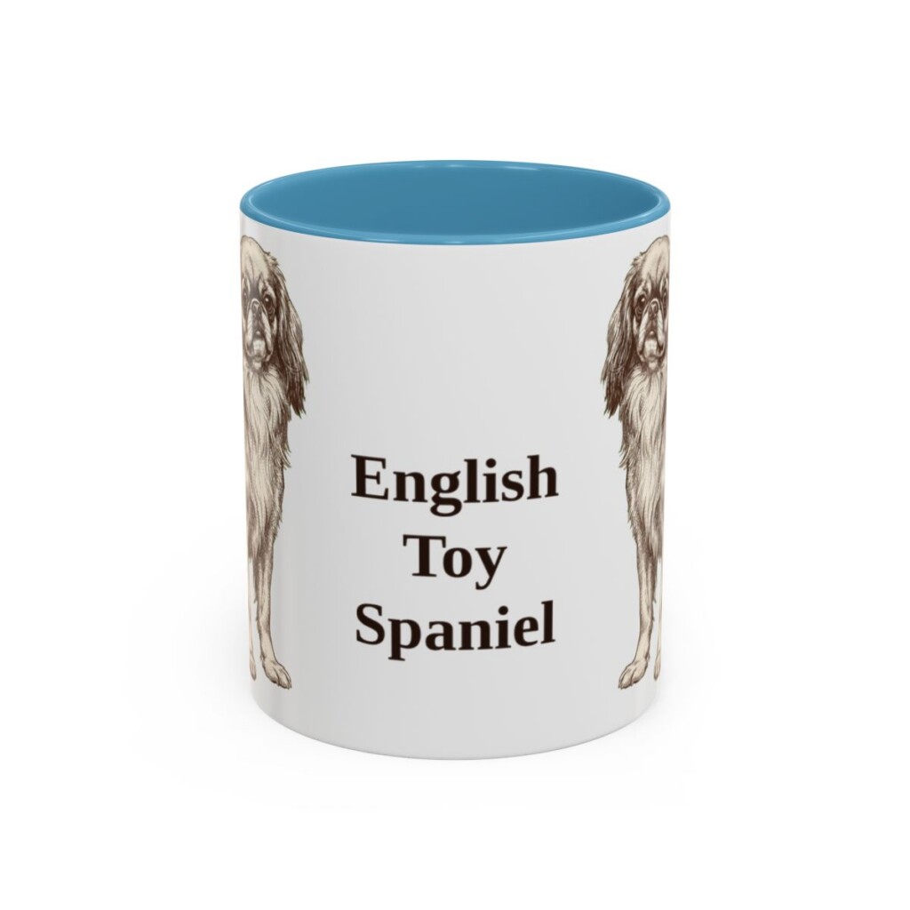 11oz English Toy Spaniel Mug, Light Blue, front view