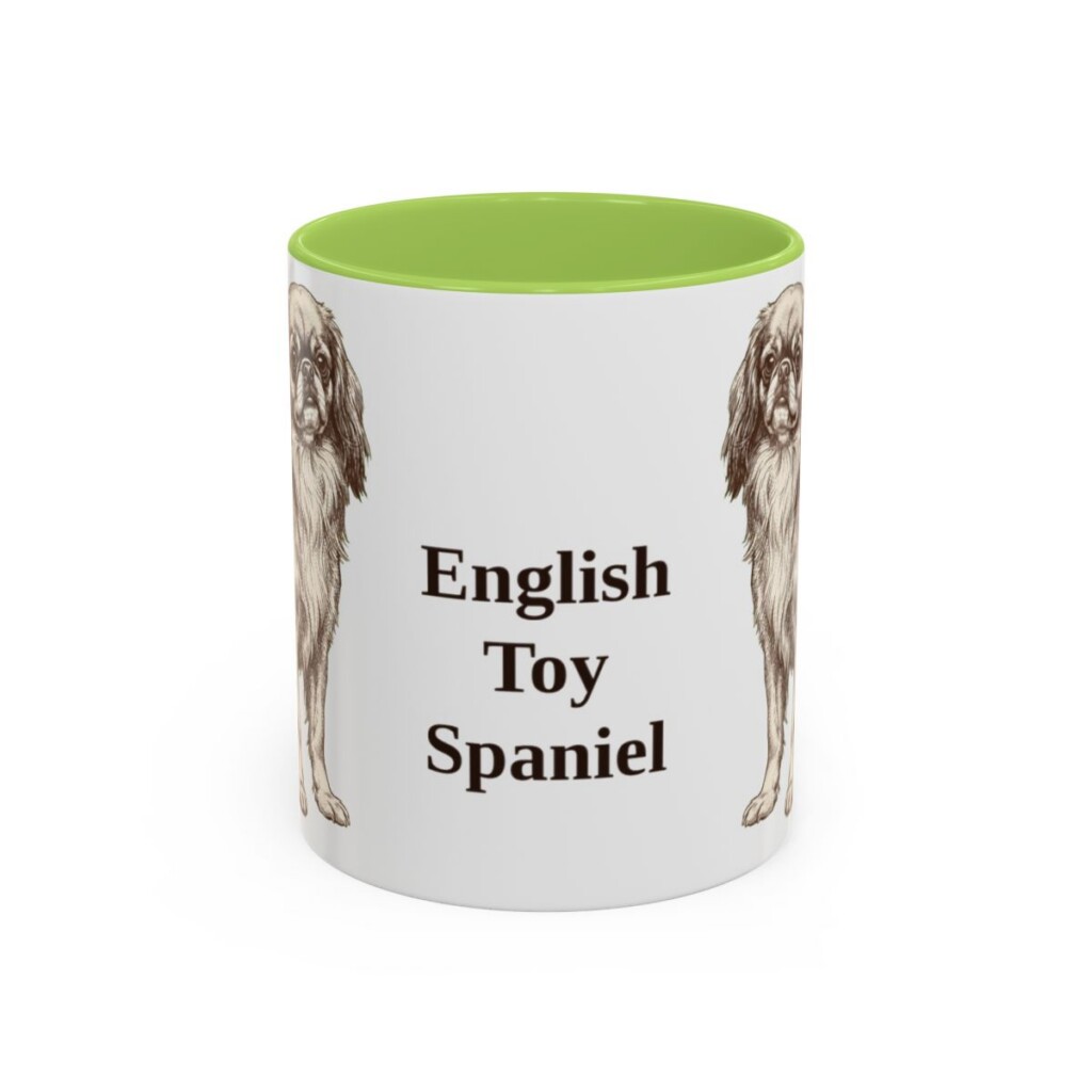 11oz English Toy Spaniel Mug, Light Green, front view