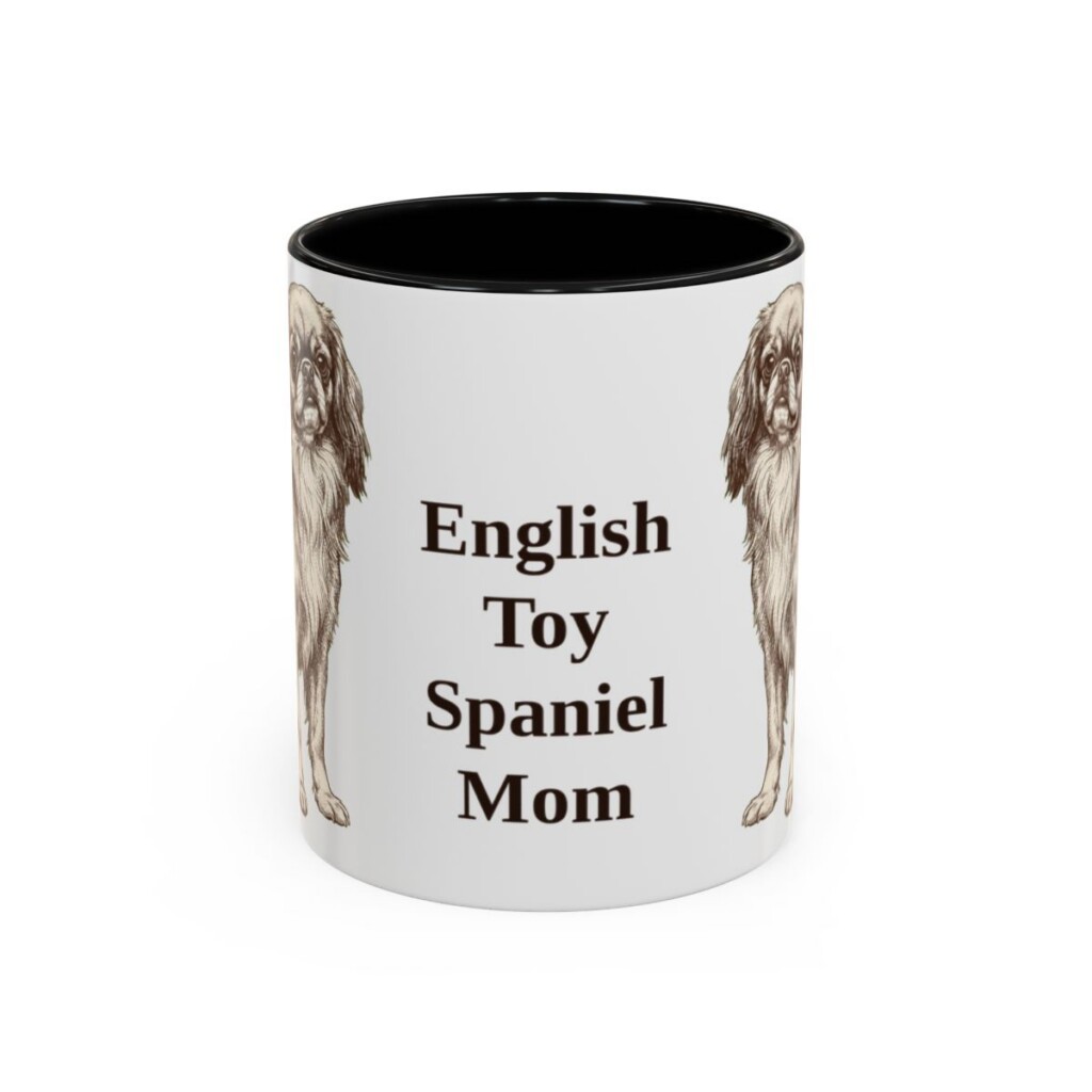 11oz English Toy Spaniel Dog Mom Mug, Black, front view