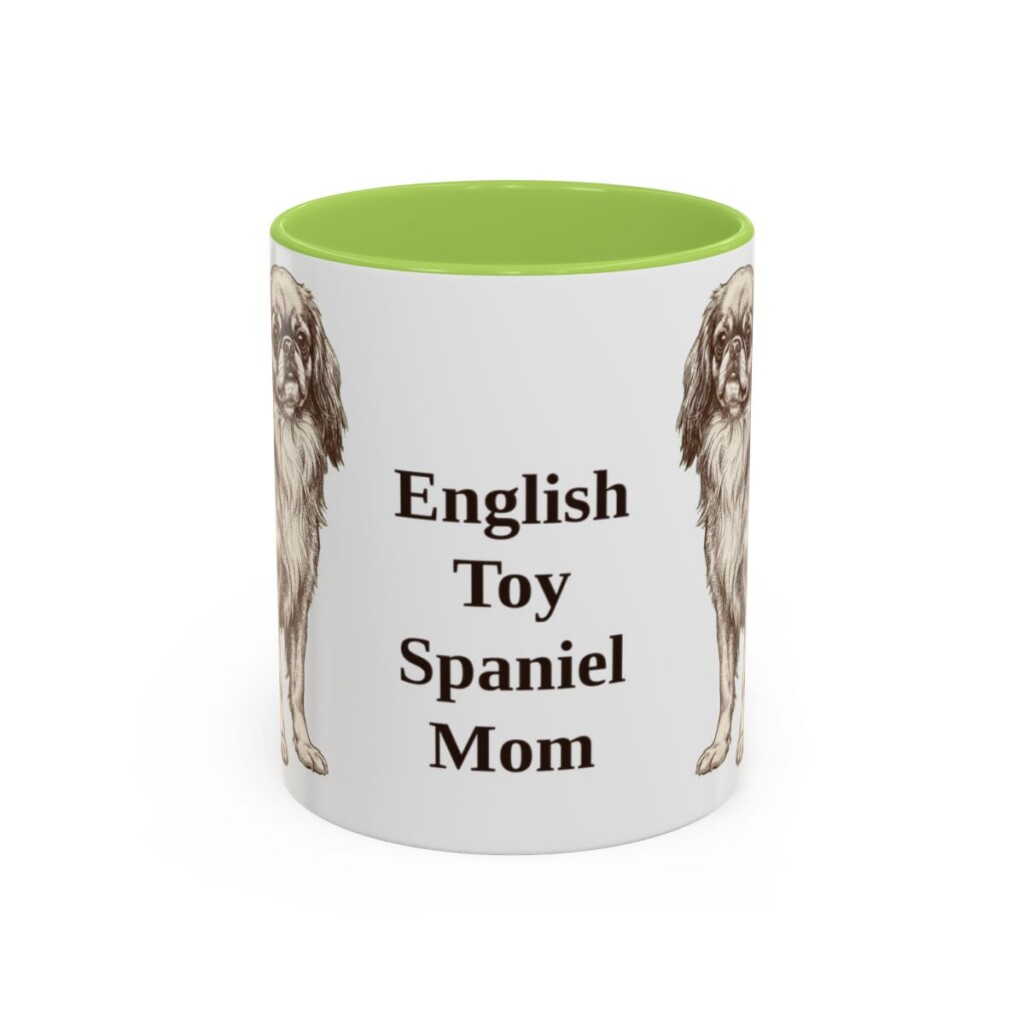11oz English Toy Spaniel Dog Mom Mug, Light Green, front view