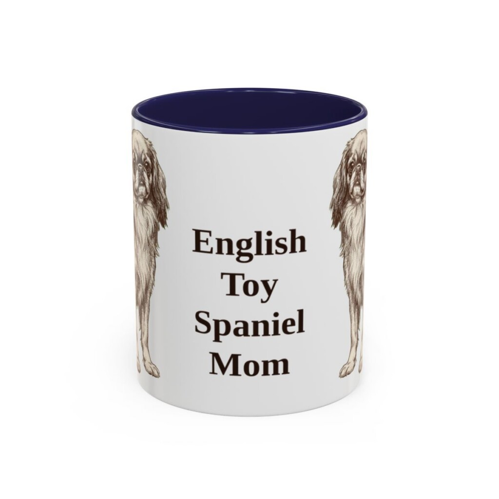 11oz English Toy Spaniel Dog Mom Mug, Navy, front view