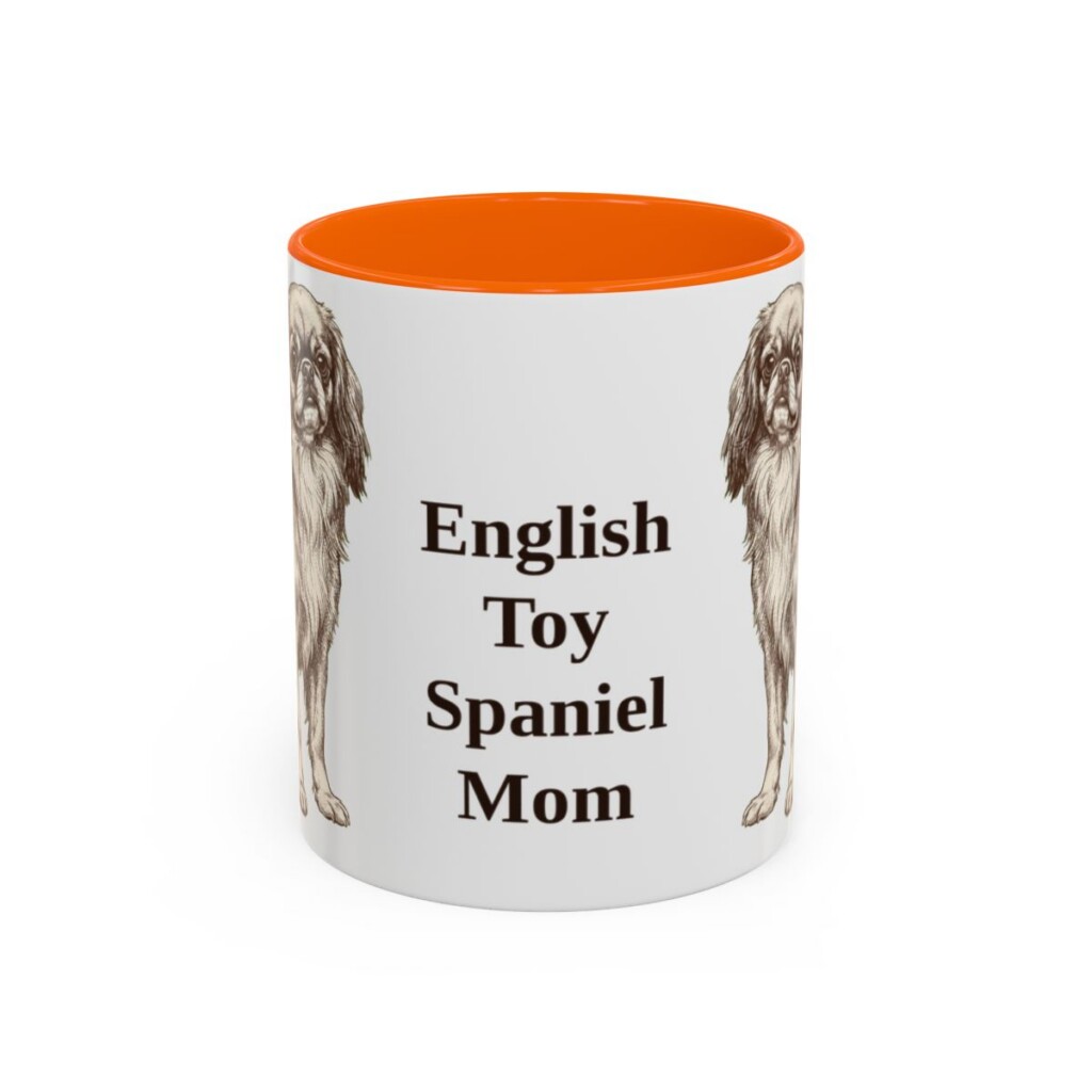 11oz English Toy Spaniel Dog Mom Mug, Orange, front view