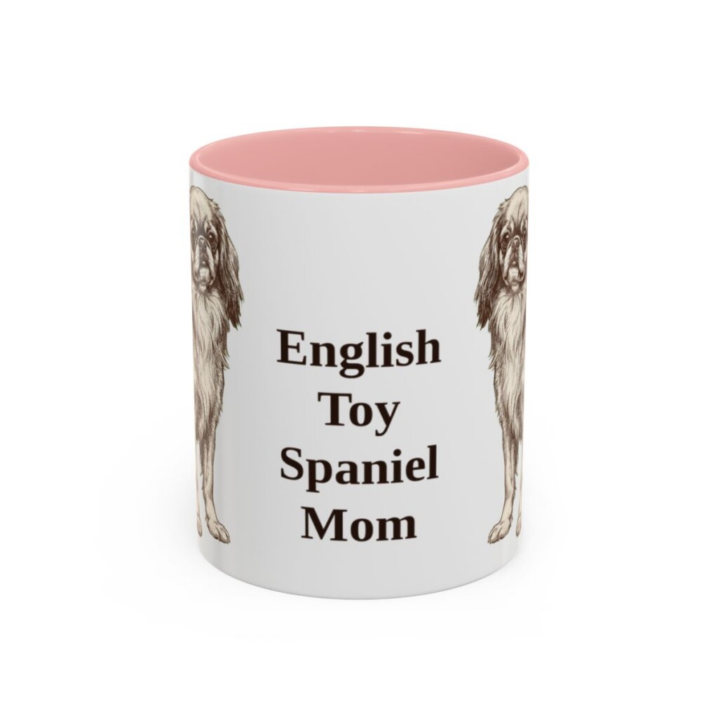 11oz English Toy Spaniel Dog Mom Mug, Pink, front view