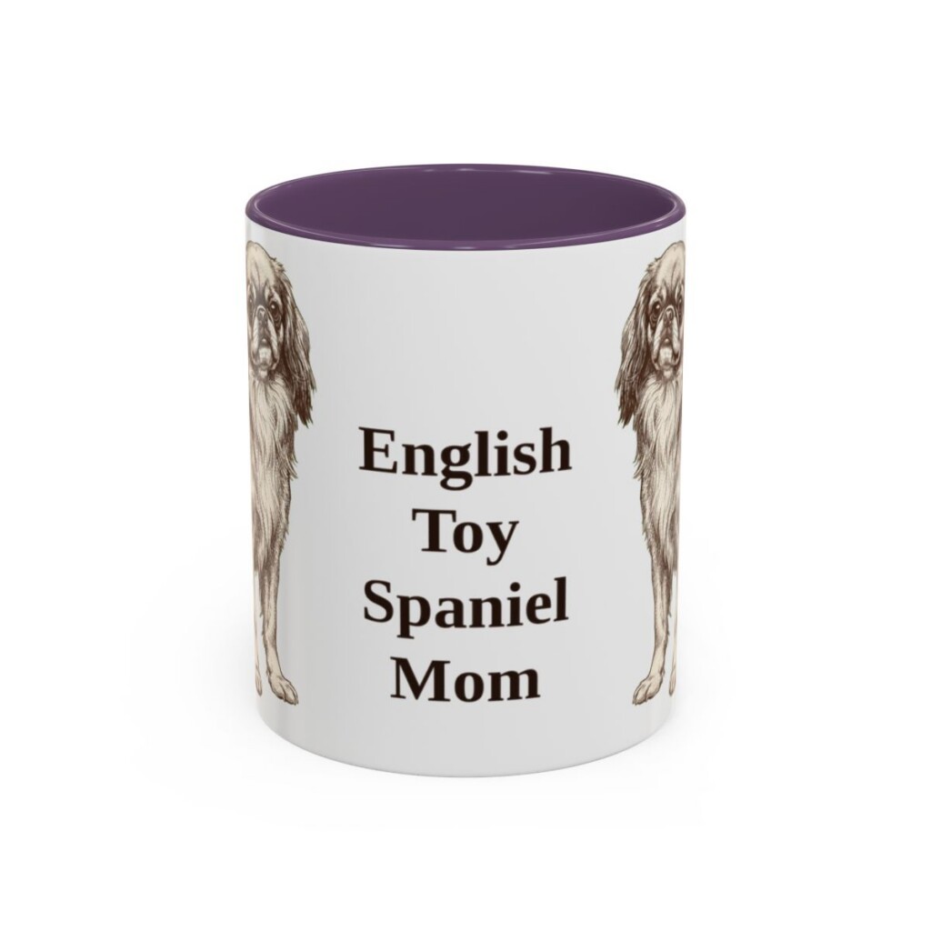 11oz English Toy Spaniel Dog Mom Mug, Purple, front view