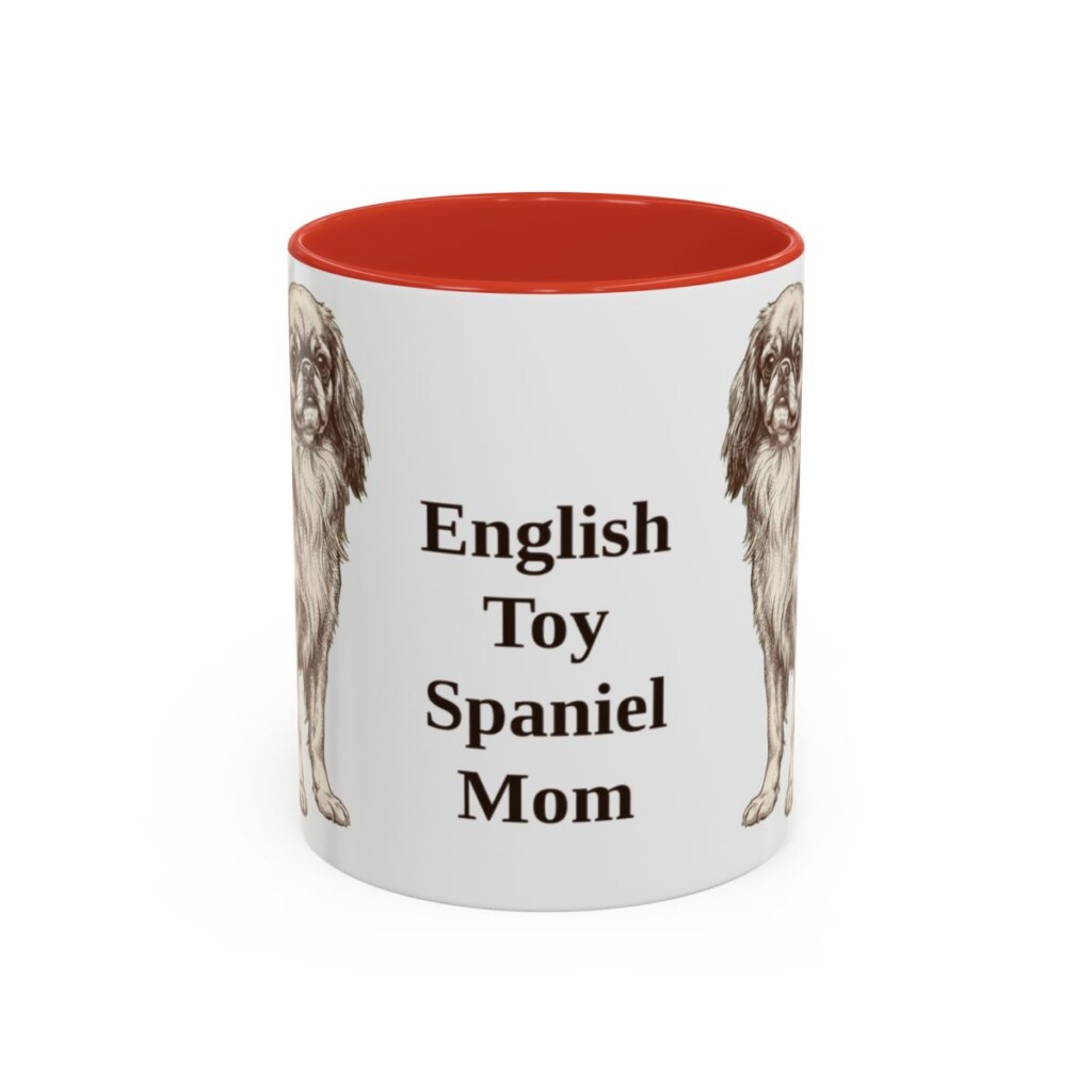 11oz English Toy Spaniel Dog Mom Mug, Red, front view
