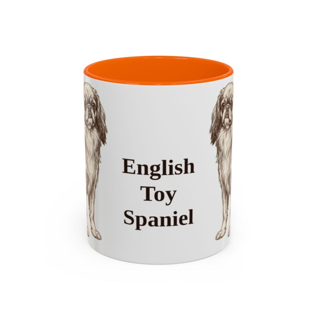 11oz English Toy Spaniel Mug, Orange, front view