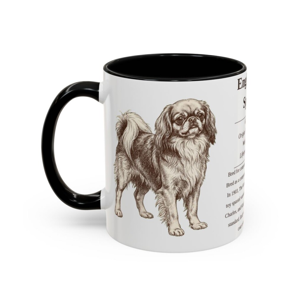 11oz English Toy Spaniel Mug, Black, left side view
