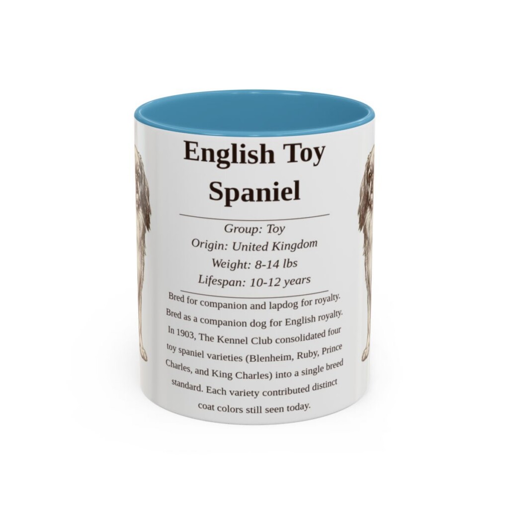 11oz English Toy Spaniel Mug, Light Blue, front view