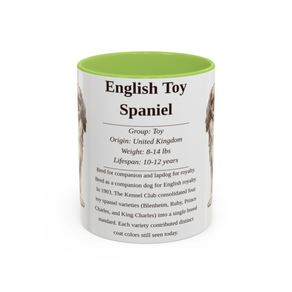11oz English Toy Spaniel Mug, Light Green, front view