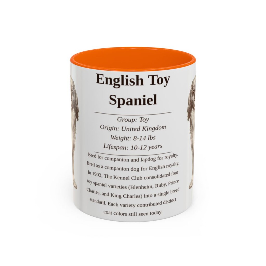 11oz English Toy Spaniel Mug, Orange, front view