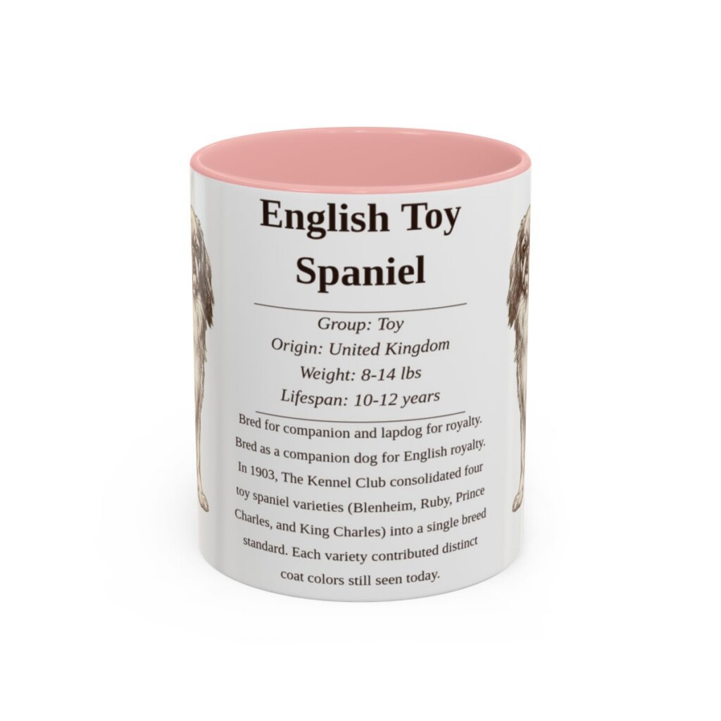 11oz English Toy Spaniel Mug, Pink, front view